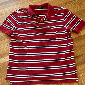 Polo By Ralph Lauren VTG 90s Men's SZ L Short Sleeve Polo Striped Red/Blue Y2K